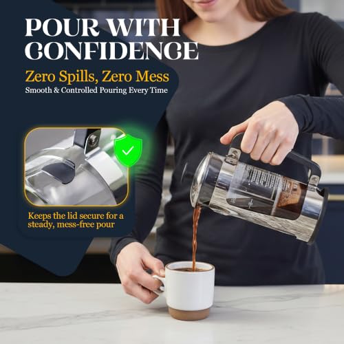 P5 French Press Coffee Maker (Polished Stainless Steel / 32 oz)