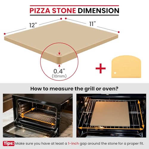 Pizza Stone for Oven Grill (12" x 11")