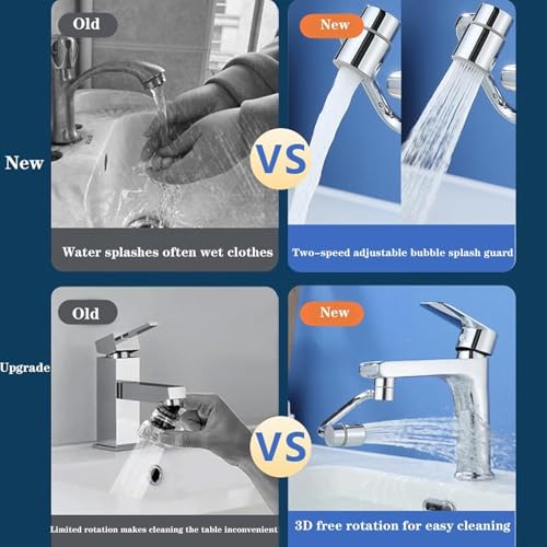 Universal Sink Faucet 1440° Rotatable Faucet Aerator Extension (2*Silver)