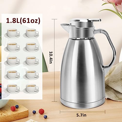 Coffee Carafes for Keeping Hot (61oz Silver)