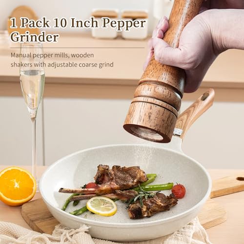 1 Pack 10 Inch tall Wooden Pepper Mill or Salt Mill