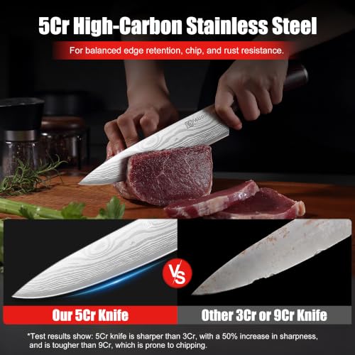 Chef Knife 8 Inch High Carbon Stainless Steel Sharp Kitchen Knife with Ergonomic Handle