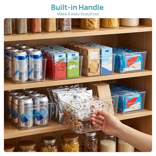 6pcs Clear Storage Bins with Handles (Without Lid)