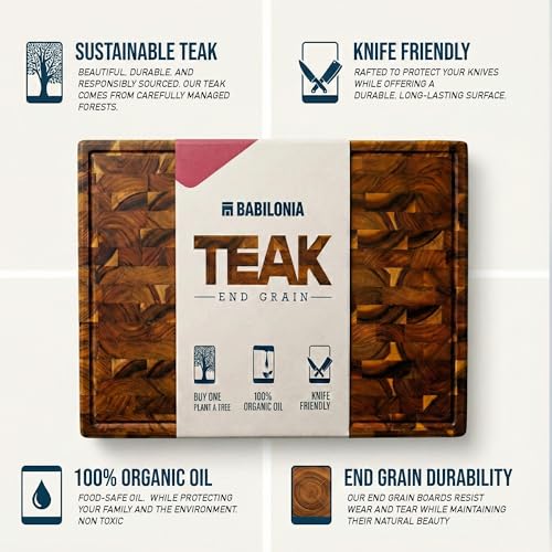 Teak Wood Cutting Board for Kitchen (Teak Wood / 19.7"L x 12.2"W)