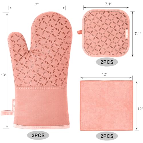 Oven Mitts and Pot Holders 6pcs Set (Pink)