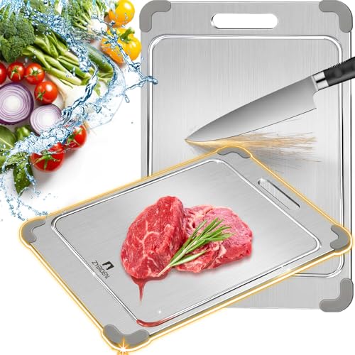 13"*9" Pure Titanium Cutting Board with Groove and Silicone Corner