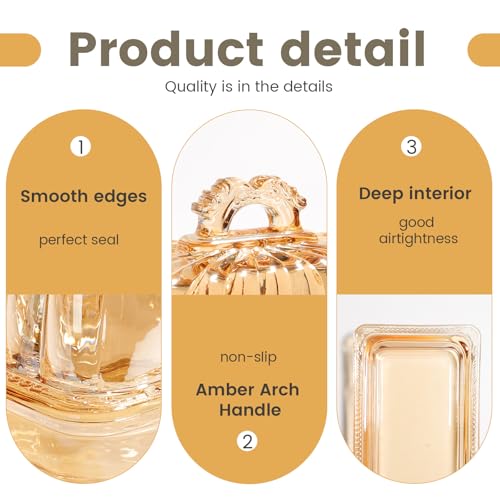 Vintage Fancy Amber Glass Butter Dish with Arch Handle Lid (Amber-4 / Butter Dish)