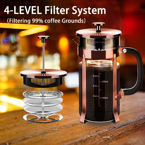 French Press Coffee Maker 304 Stainless Steel Coffee Press (Copper / 12 oz)