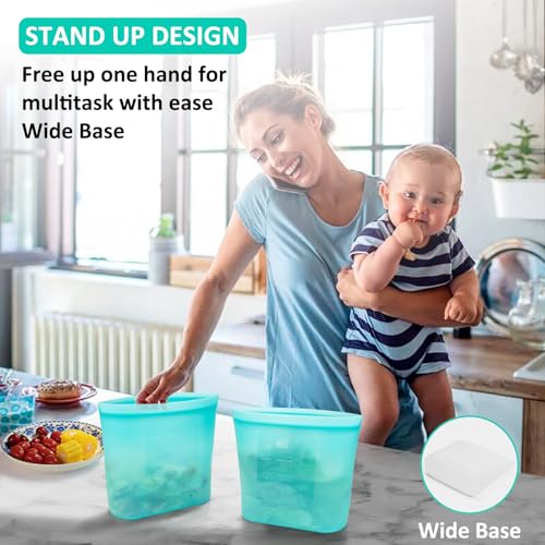 Reusable Food Storage Bags Extra Large (Aqua | XL | 4 Pack)