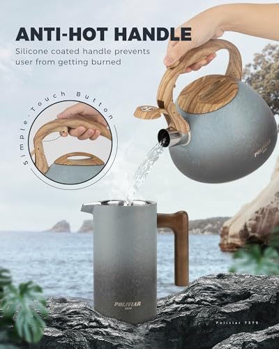 POLIVIAR Tea Kettle (2.7 Quarts / Crackle-Seabed)