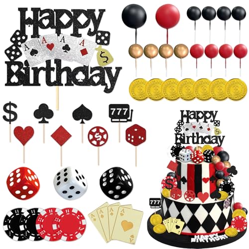 35Pcs Casino Cake Toppers Poker Casino Theme Party Decorations