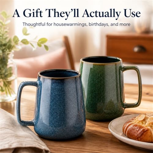 Extra Large Tall Coffee Mugs with Handle (24 oz-Blue&Green)