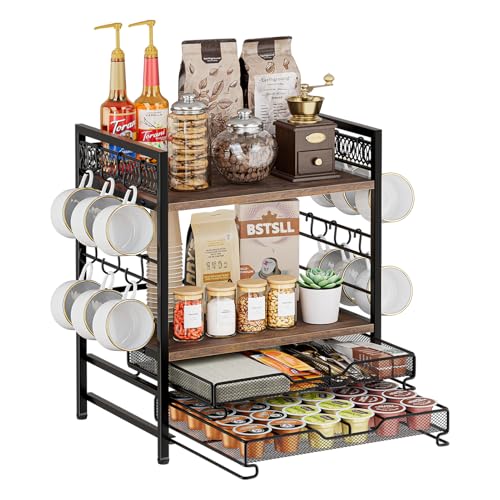 Coffee Bar Station Organizer (Brown (4 Tier))