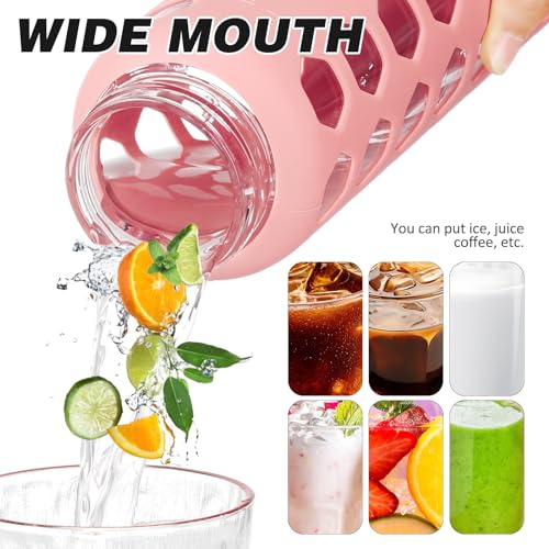 Glass Water Bottle (Pink / 24 Ounces)