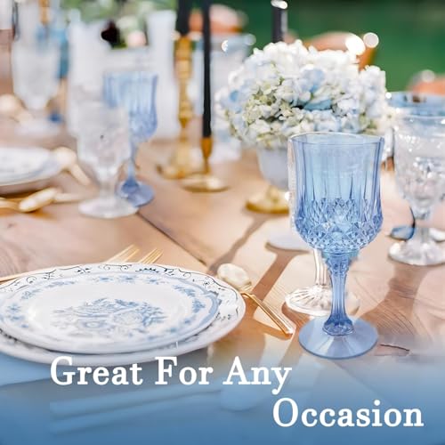 100Pack Plastic Wine Glasses (Blue)