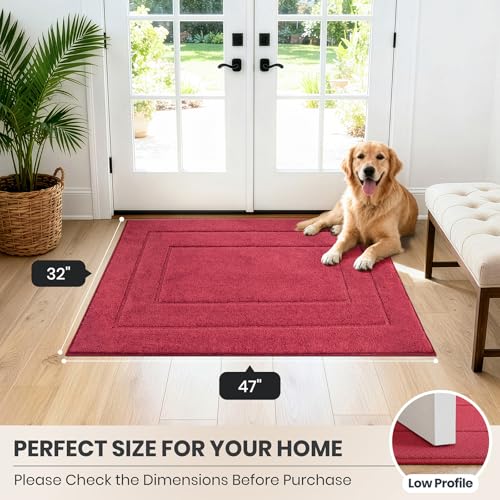 Dirt Trapping Door Mat Indoor Entrance (Burgundy Red / 32" X 47" (Rectangular))