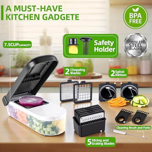 Vegetable Chopper with Container (Black / 12 in 1)