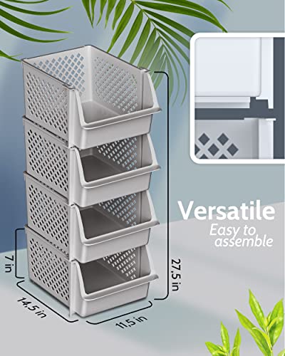Stackable Storage Bins Open Front for Pantry Storage (4 Count)