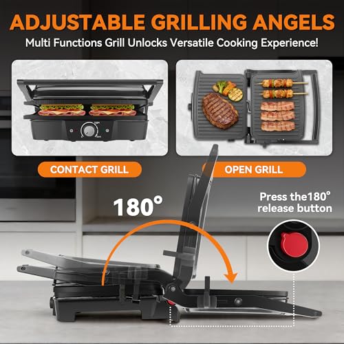Baker’s Friend Panini Grill Press Sandwich Maker (Metallic gray)