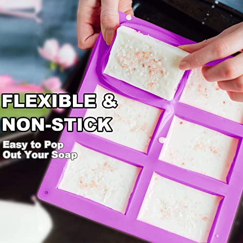 4 Pack Silicone Soap Molds (Pink+Purple - Rectangle)