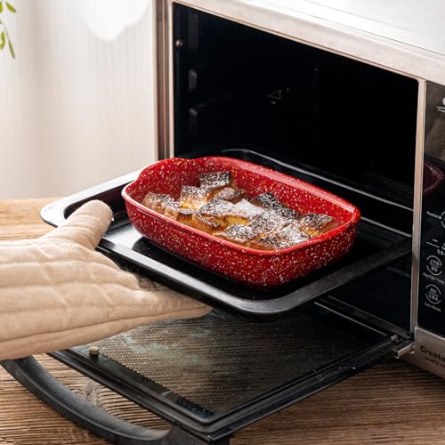 3 Pack Ceramic Lasagna Pan (Red)