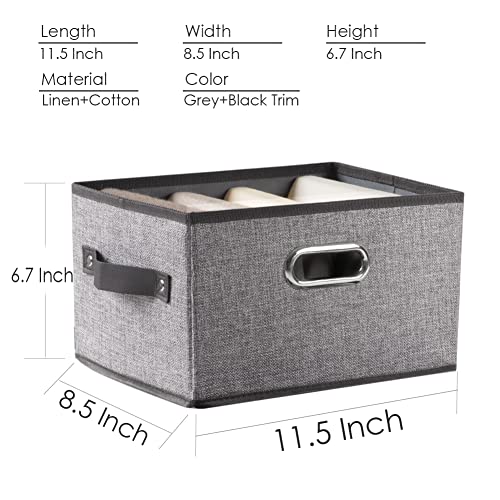 Fodable Storage Baskets for Closet [5 (Grey&black Trim / Medium(5-Pack))