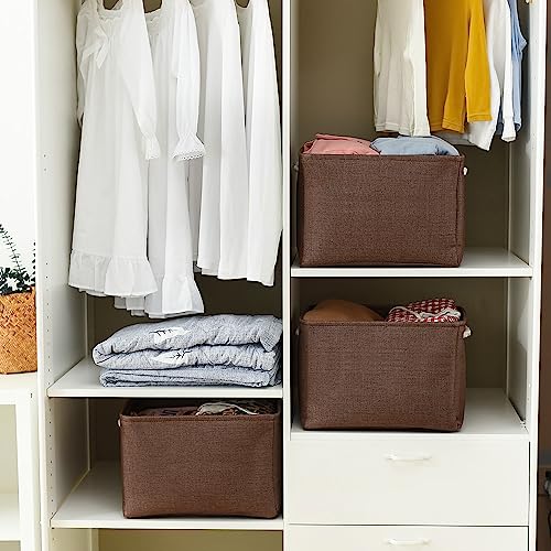 Organization and Storage Basket for Shelves (Brown / 3PCS/Large Cube - 16L×12W×12H)