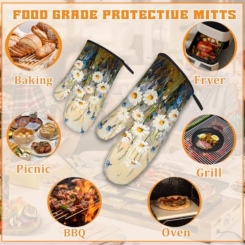 Vintage Daisy Flower Oven Mitts and Pot Holders (4 Count)