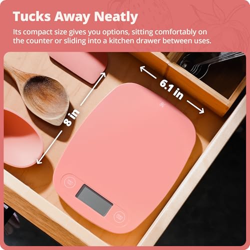 Food Scale Slim & Compact Build (Coral Pink)