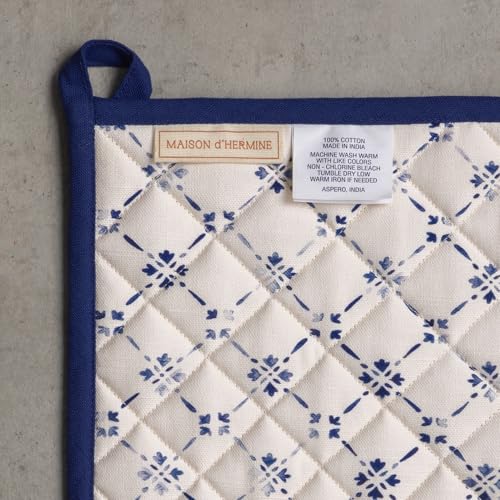 100% Cotton Oven Mitt & Pot Holder Set (015 - Faience / 7.5" x 13" & 8" x 8" (Oven Mitt & Pot Holder))