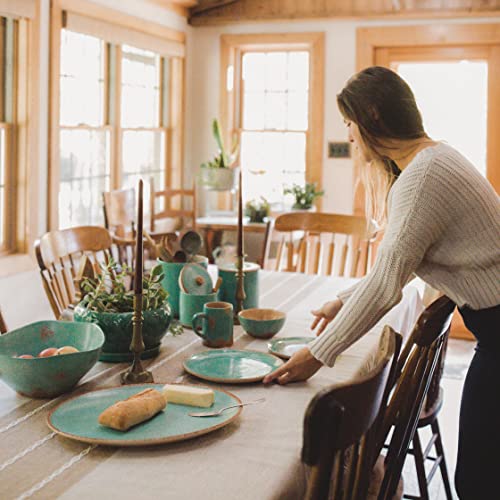 Patina Turquoise 16 Piece Ceramic Southwestern Rustic Cabin Dinnerware Set with Plates (Patina / 16 Piece)