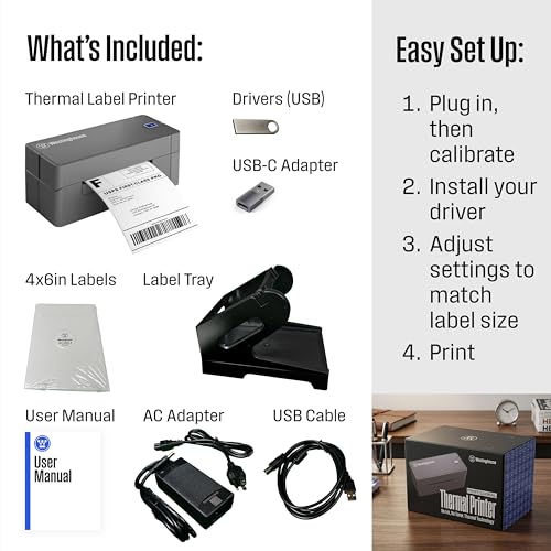 USB Shipping Label Printer for Mac & Windows (WHTP203v)