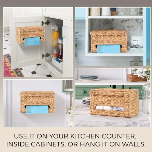 Trash Bag Holder with Scalloped Lid 13 (Light Brown)