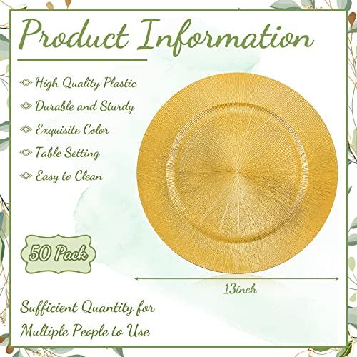 50 Pcs Gold Charger Plates Bulk (Modern Style / Gold)
