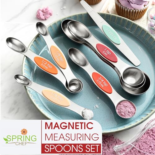 Stainless Steel 8 Magnetic Measuring Spoons Set (Desert Sunset / 1-Pack)