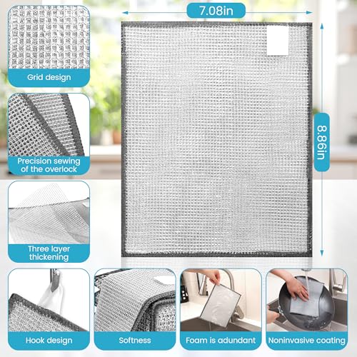 Non Scratch Wire Dishcloth (20pcs[three-layer] / 7.08x8.86-20Pack)