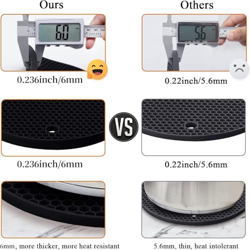 4 Pack Silicone Trivet Mats (9x9in / 04 Black)