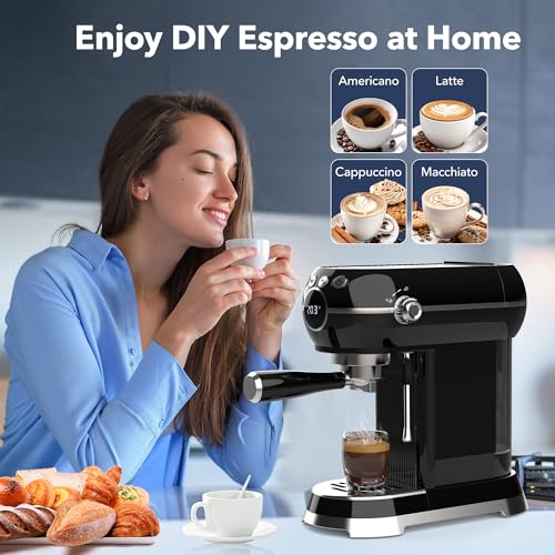 20Bar Compact Espresso Machine with Milk Frother (Black)
