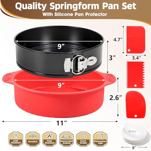 9 Inch Springform Pan Leakproof Nonstick Cheesecake Pan with Protector (9 + 9.1 Inches)