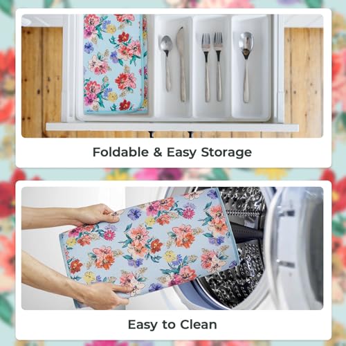 Dish Drying Mats 2 Pack (16''X18'' / Checkerboard Florals)