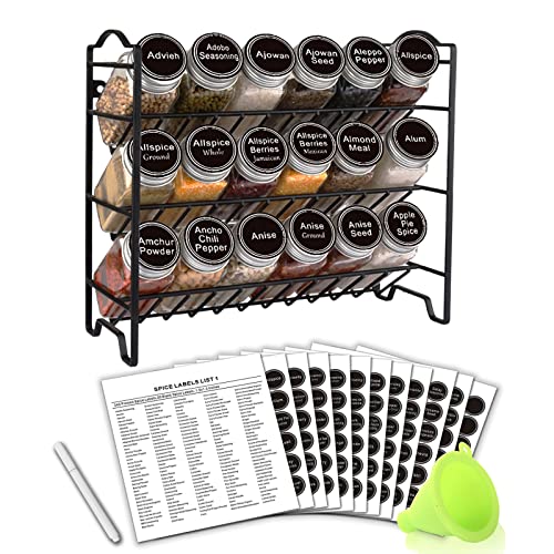 Spice Rack Organizer with 18 Spice Jars 4 oz