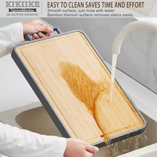 Titanium Cutting Board Double Sided Bamboo Cutting Board for Kitchen Double Sided Food Grade