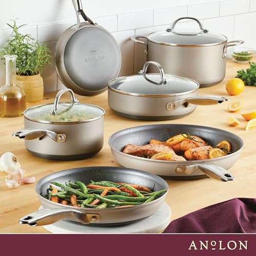 Achieve Hard Anodized Nonstick Cookware Pots and Pans Set (Cookware Set (9 Piece) / Silver)