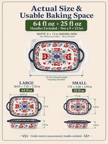 2 Piece Polish Pottery Style Ceramic Baking Dish Set (2 Count)