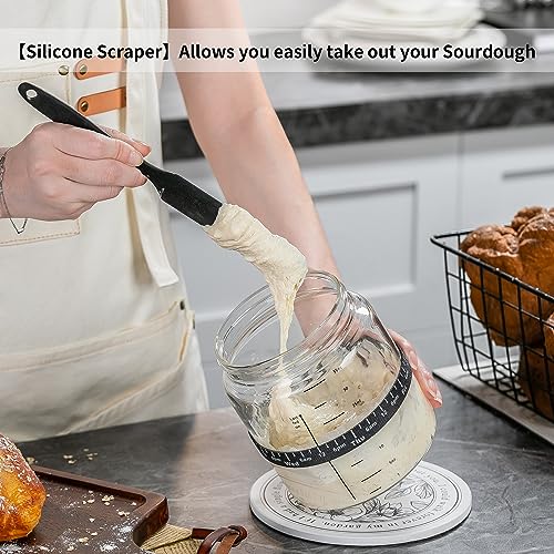 Sourdough Starter Jar 35OZ Wide‑Mouth (Wood Lids-1 Pack)