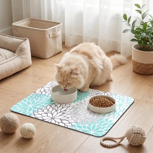 2Pcs Dish Drying Mat & Sink Splash Guard (Teal / 17" X 32" + 24" X 5.5")