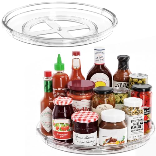 2 Pack 12 Inch Lazy Susan Organizer Turntable for Cabinet (Clear / 12 Inch)