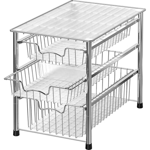 Stackable 3 Tier Sliding Basket Organizer Drawer (3-tier / Chrome)