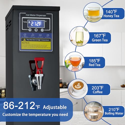Hot Water Dispenser Commercial Water Boiler Countertop Hot Water Machine Stainless Steel Step (Black 30Liter/H)
