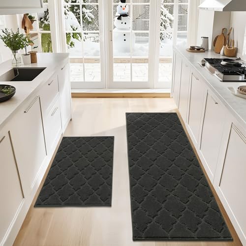 Soft Kitchen Rugs Set of 2 Non Slip 24"x35"+24"x60"